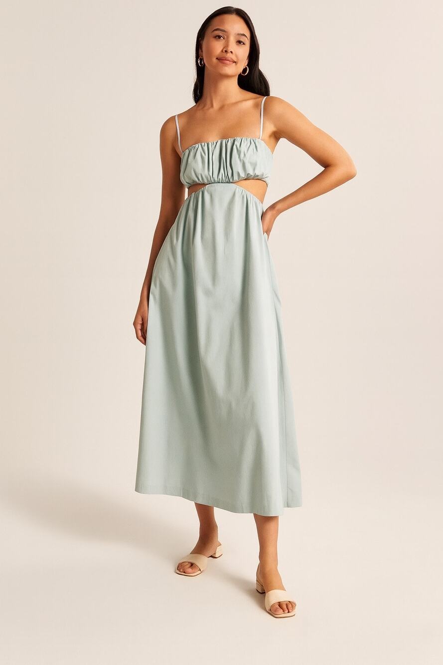 Abercrombie & Fitch Cut-Out Dress Seafoam Green
